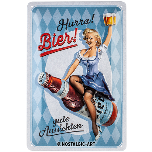 nostalgic-art-hurra-bier-insegna-in-metallo-20x30-cm image 1