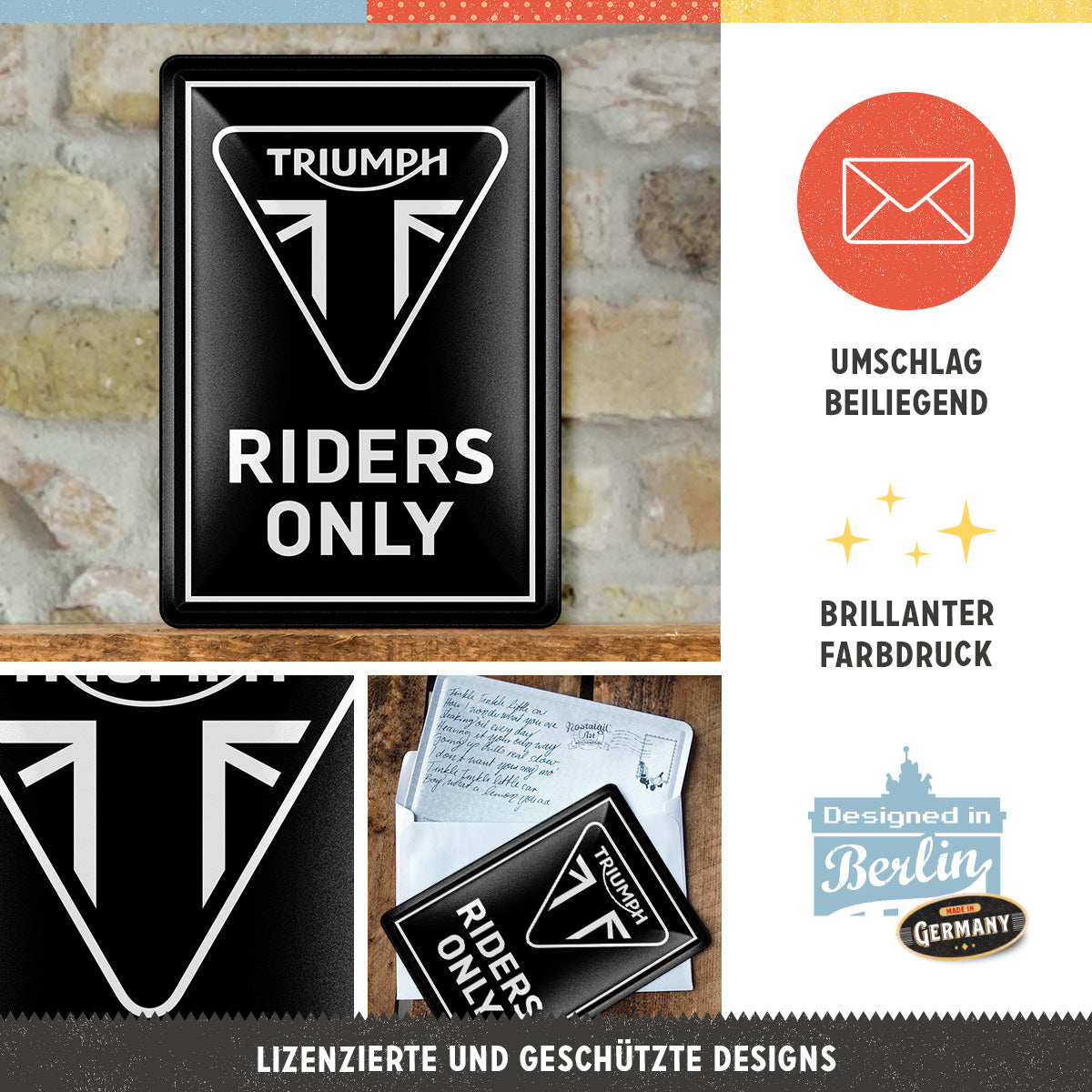 nostalgic-art-triumph-riders-only-biglietto-in-metallo-10x14-cm image 3