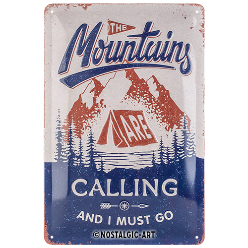 nostalgic-art-the-mountains-are-calling-targa-in-metallo-20x30-cm image 1
