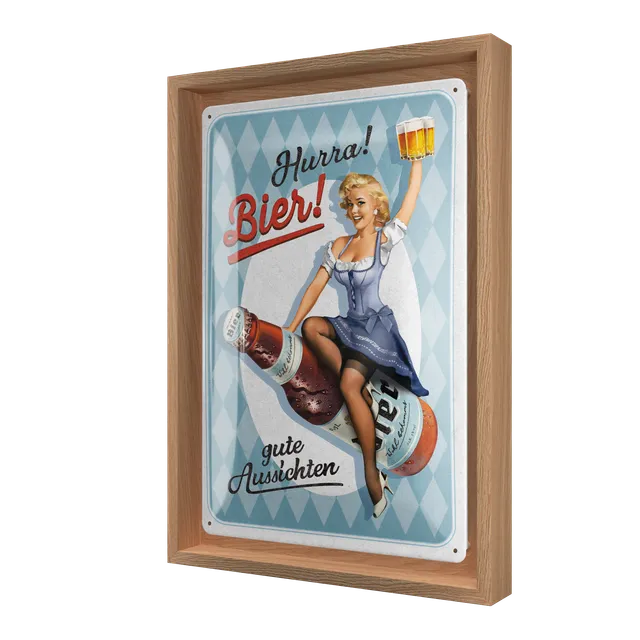 nostalgic-art-hurra-bier-targa-in-metallo-con-n-frame-m-24-x-33-5-cm image 1