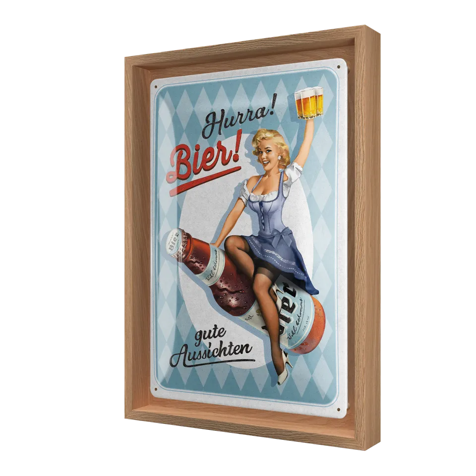nostalgic-art-hurra-bier-targa-in-metallo-con-n-frame-m-24-x-33-5-cm image 1