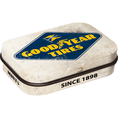 nostalgic-art-goodyear-logo-white-scatola-tascabile-in-metallo-con-mentine image 1