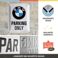 nostalgic-art-bmw-parking-only-white-targa-metallo-30x40-cm image 4