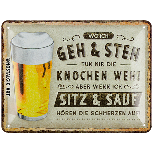 nostalgic-art-wo-ich-geh-und-steh-bier-targa-in-metallo-15x20-cm image 1