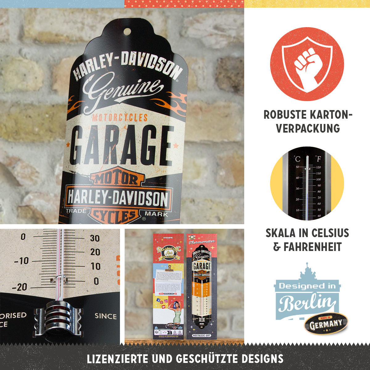 nostalgic-art-harley-davidson-garage-termometro-in-metallo-6-5x28-cm image 3