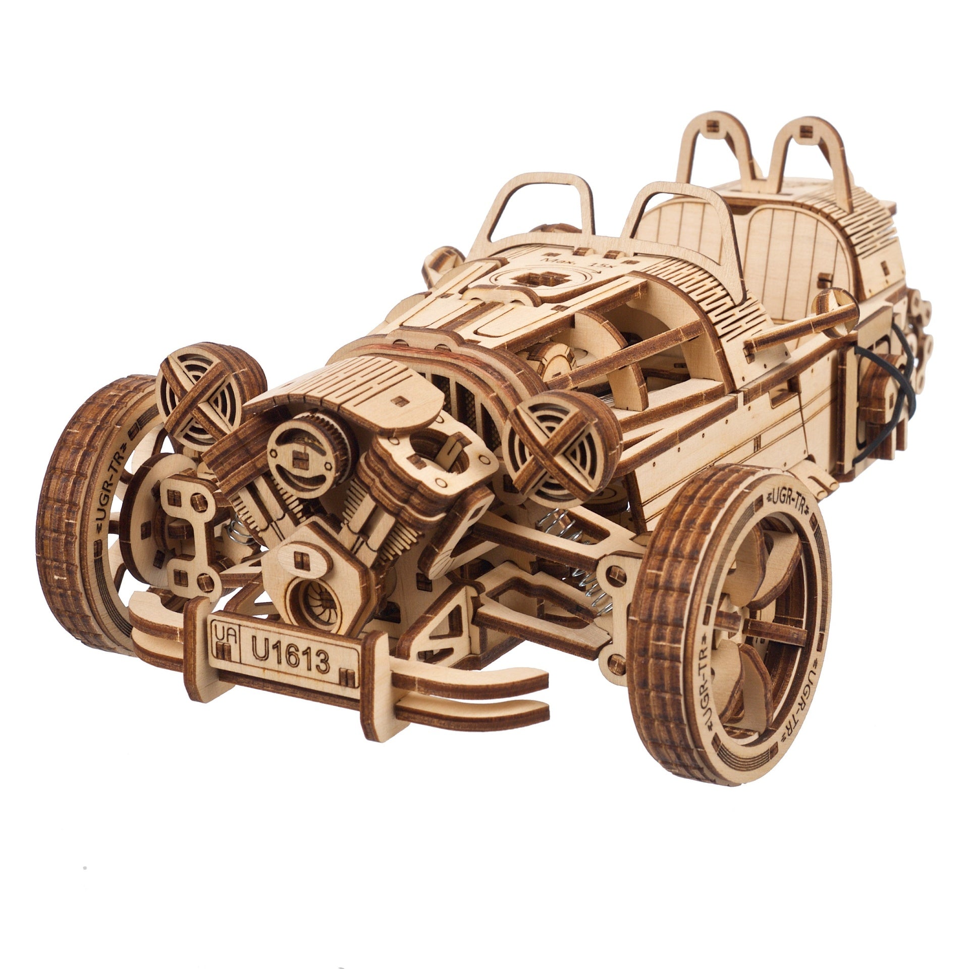 ugears-three-wheeler-ugr-s-modellino-meccanico-in-legno-da-costruire image 1