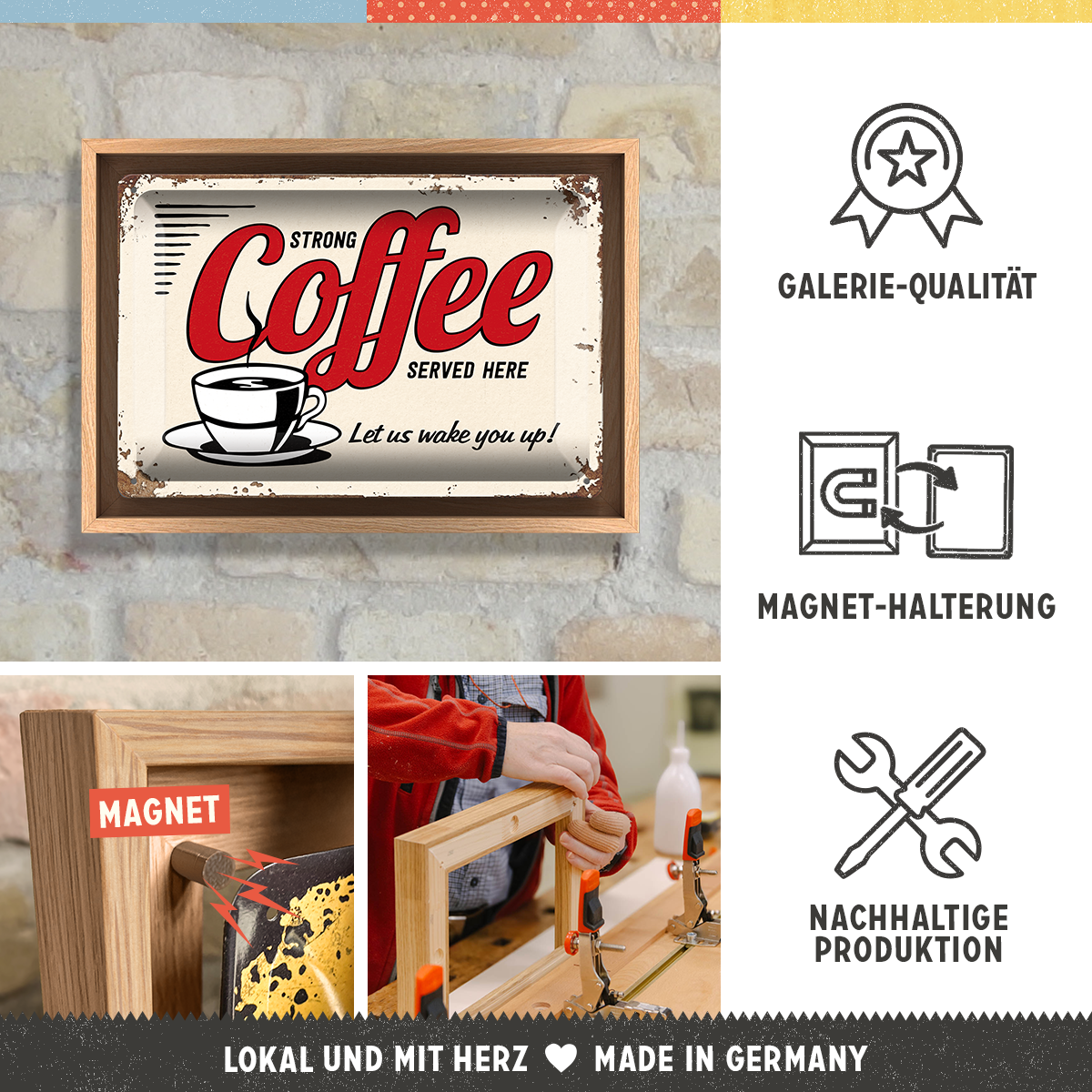 nostalgic-art-strong-coffee-served-here-n-frame-m-cornice-in-legno-24-x-33-5-cm image 3