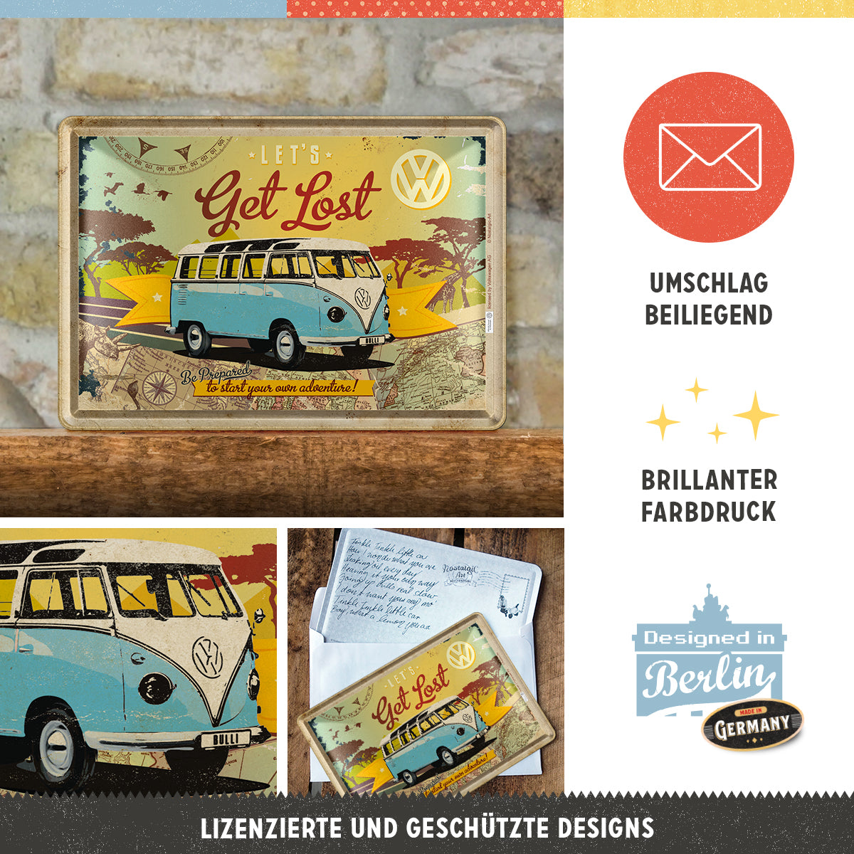 nostalgic-art-vw-bulli-let-s-get-lost-card-in-metallo-10x14-cm image 3
