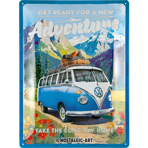 nostalgic-art-vw-bulli-ready-for-a-new-adventure-targa-in-metallo-30x40-cm-2 image 1