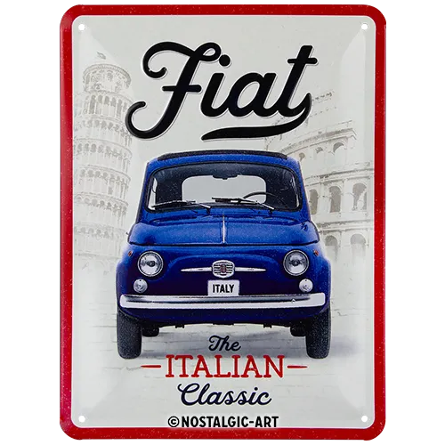 nostalgic-art-fiat-500-the-italian-classic-targa-in-metallo-15x20-cm image 1