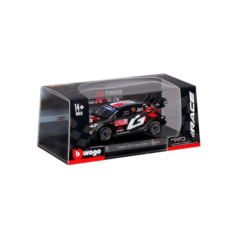 bburago-toyota-gr-yaris-rally1-hybrid-17-1-43-con-teca-modellino-rally-nero image 1
