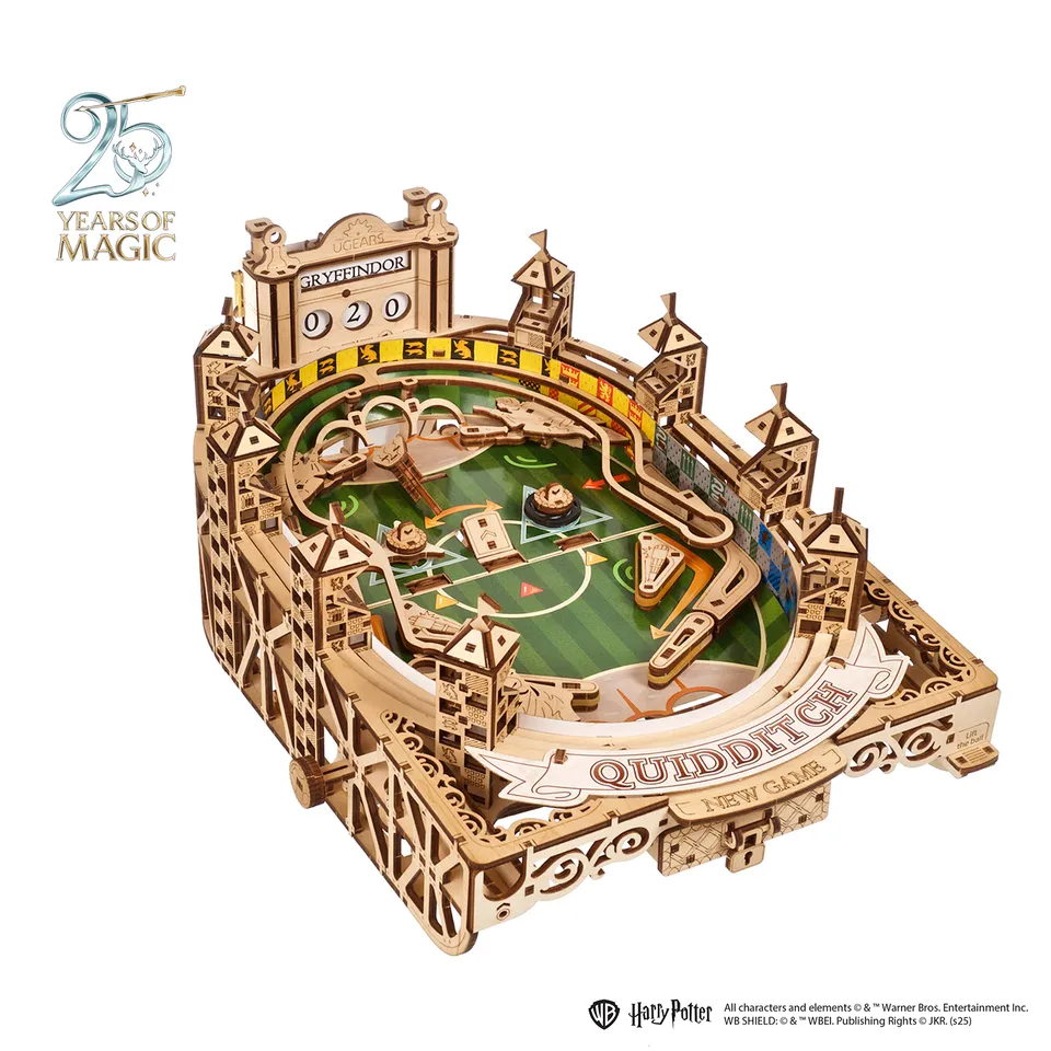 ugears-quidditch-pinball-gioco-flipball-meccanico-in-legno-harry-potter-series image 1