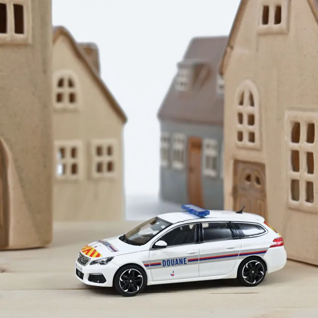 norev-peugeot-308-sw-2018-douanes-rosso-giallo-1-43-modellino-mezzo-di-servizio image 1
