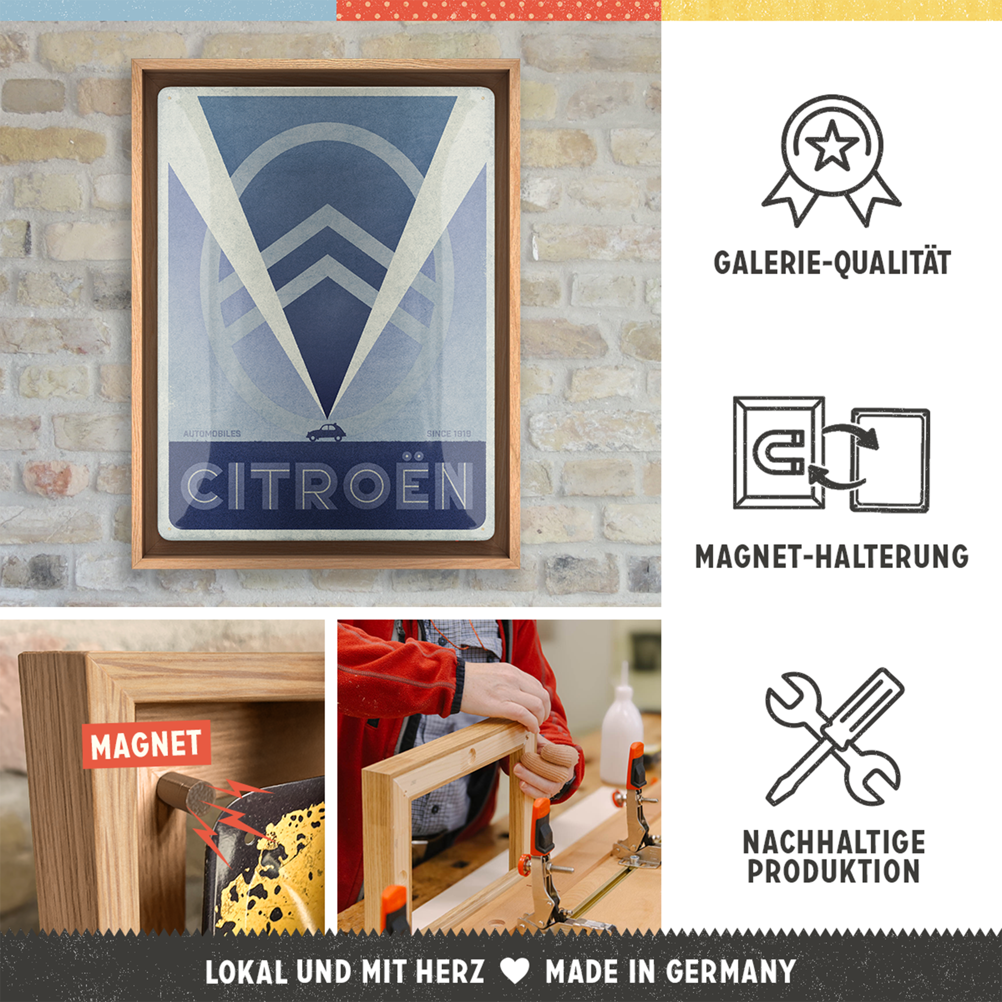 nostalgic-art-citroen-2cv-logo-blue-cornice-n-frame-l-33-5x44-cm image 3
