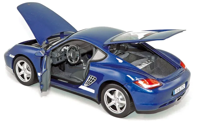 norev-porsche-cayman-2009-blue-metallic-modellino-auto-1-18 image 1