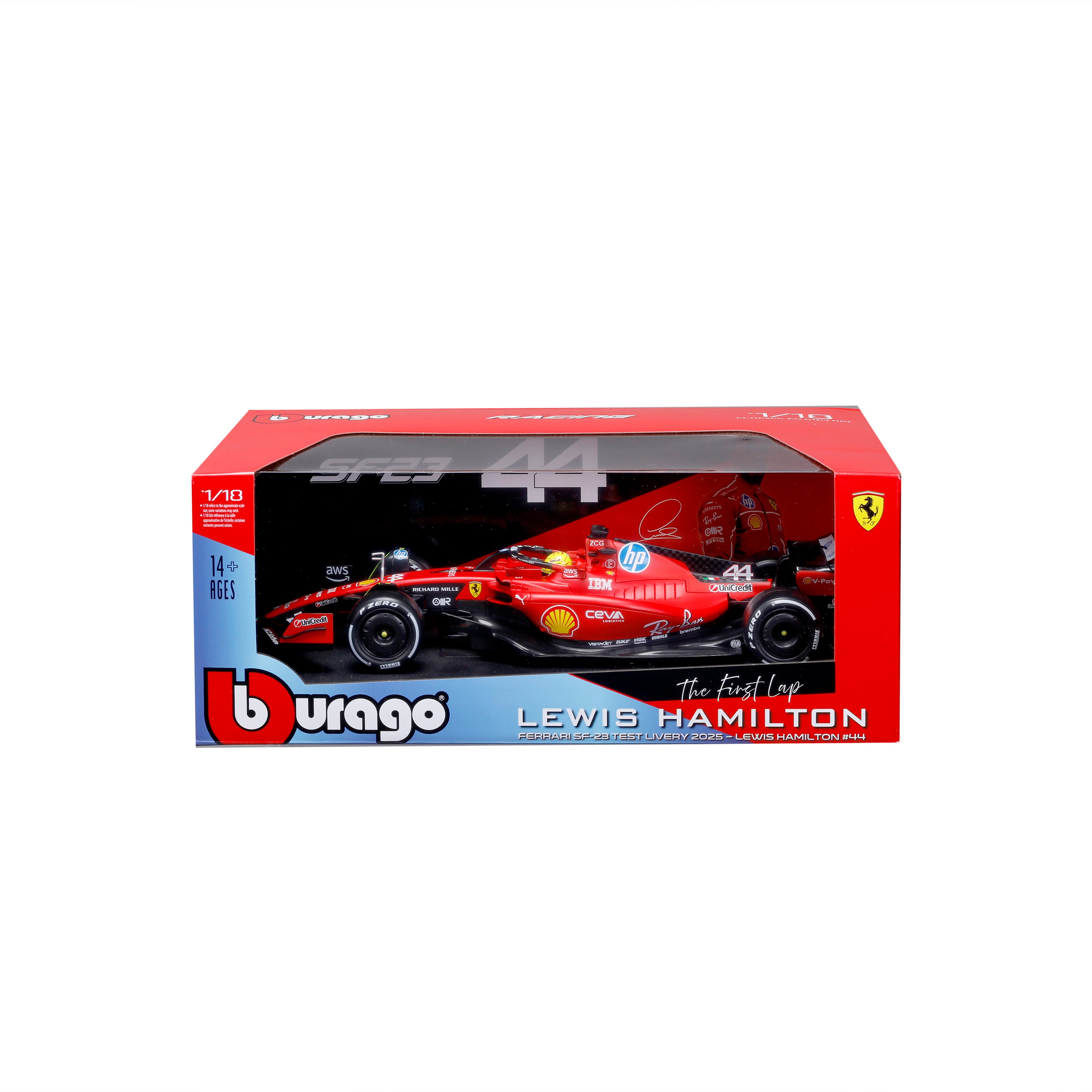 bburago-ferrari-sf-23-44-hamilton-test-fiorano-1-18-modellino-diecast-con-licenz image 2