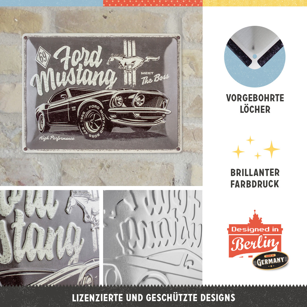 nostalgic-art-ford-mustang-the-boss-targa-metallo-30x40-cm image 4