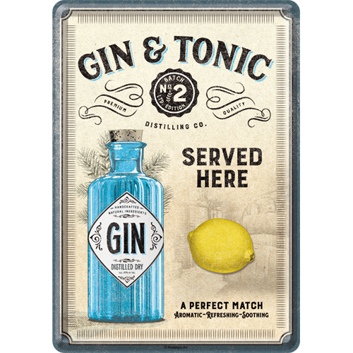nostalgic-art-gin-tonic-served-here-metal-card-10x14-cm image 1