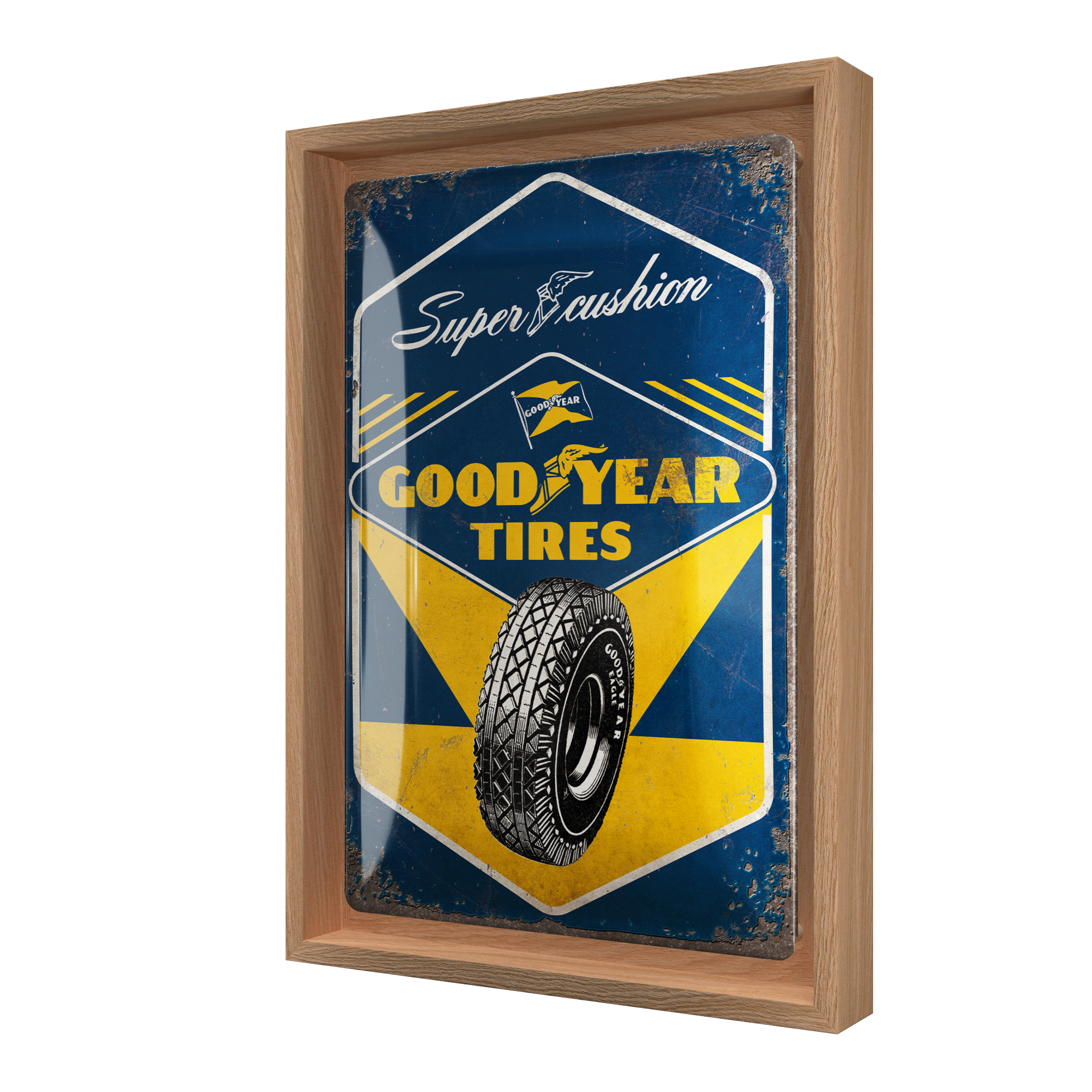 nostalgic-art-goodyear-super-cushion-n-frame-m-edition-insegna-metallo-con-corni image 1