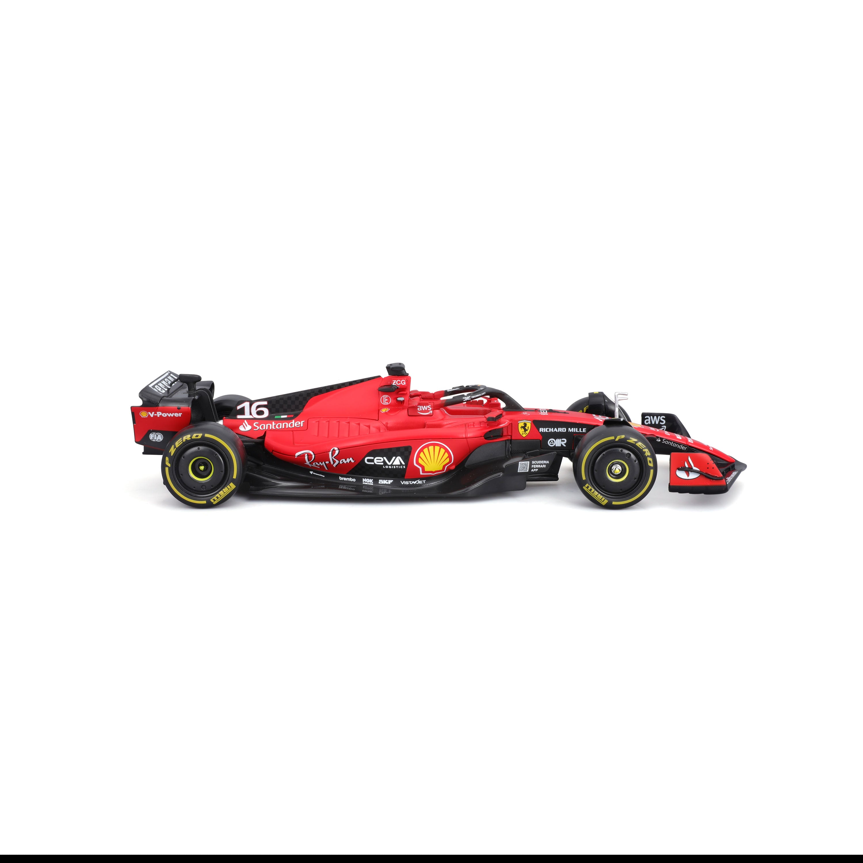 bburago-ferrari-sf-23-16-charles-leclerc-scala-1-24-modellino-f1-die-cast-con-pi image 4