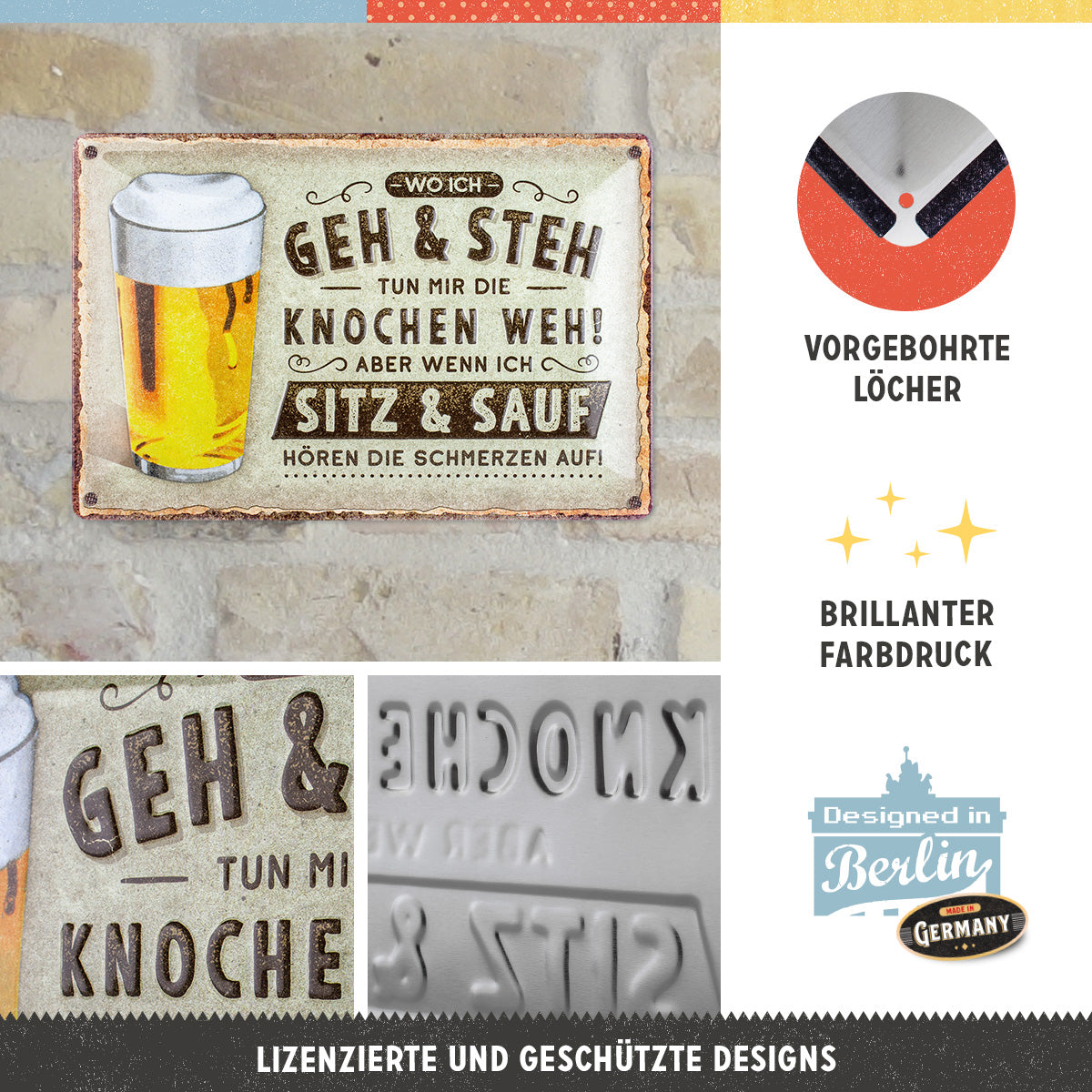 nostalgic-art-wo-ich-geh-und-steh-bier-targa-in-metallo-20x30-cm image 2