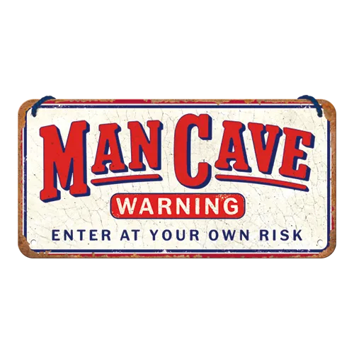 nostalgic-art-man-cave-warning-insegna-in-metallo-da-appendere-10x20-cm image 1