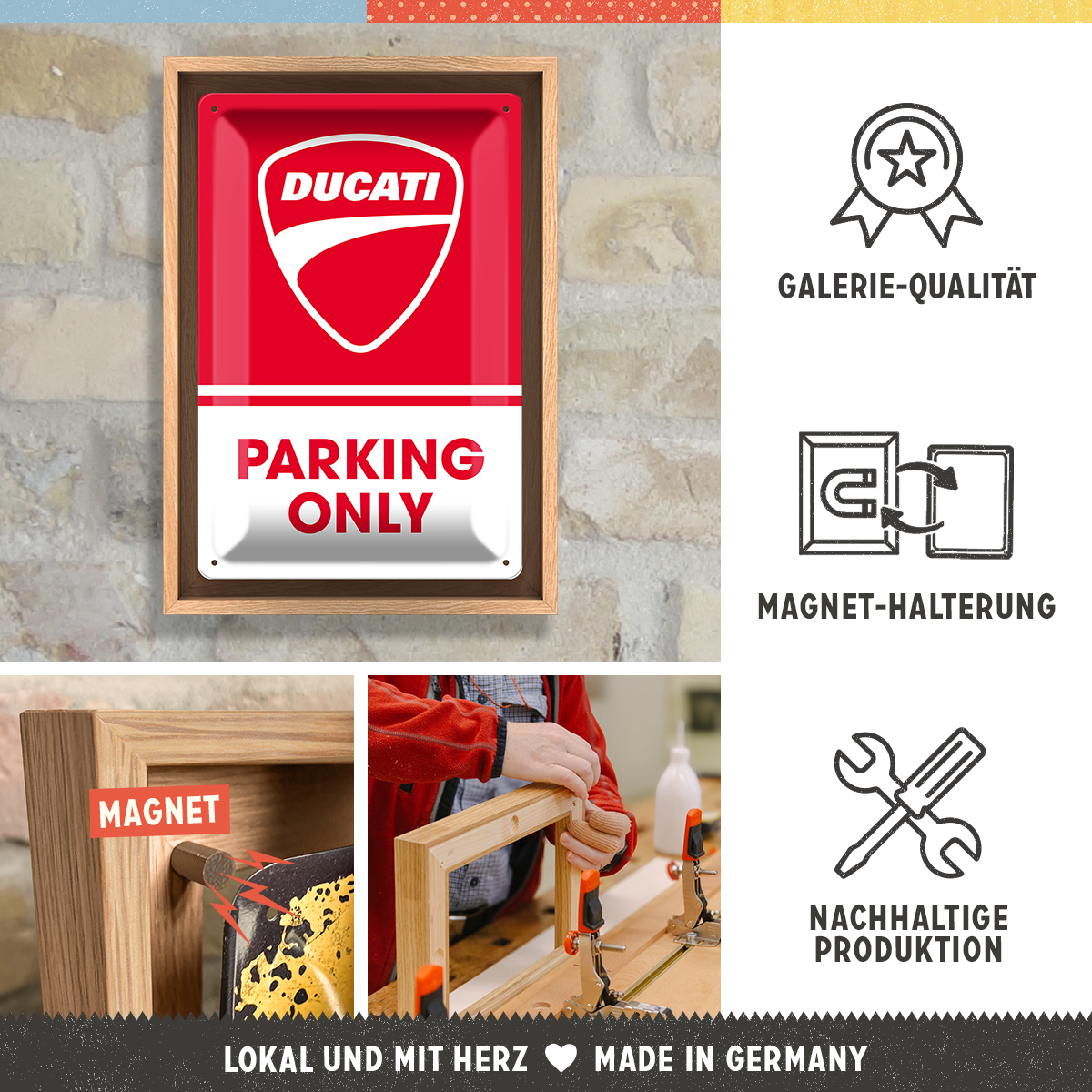 nostalgic-art-ducati-parking-only-cornice-n-frame-m-edition-24x33-5-cm image 3