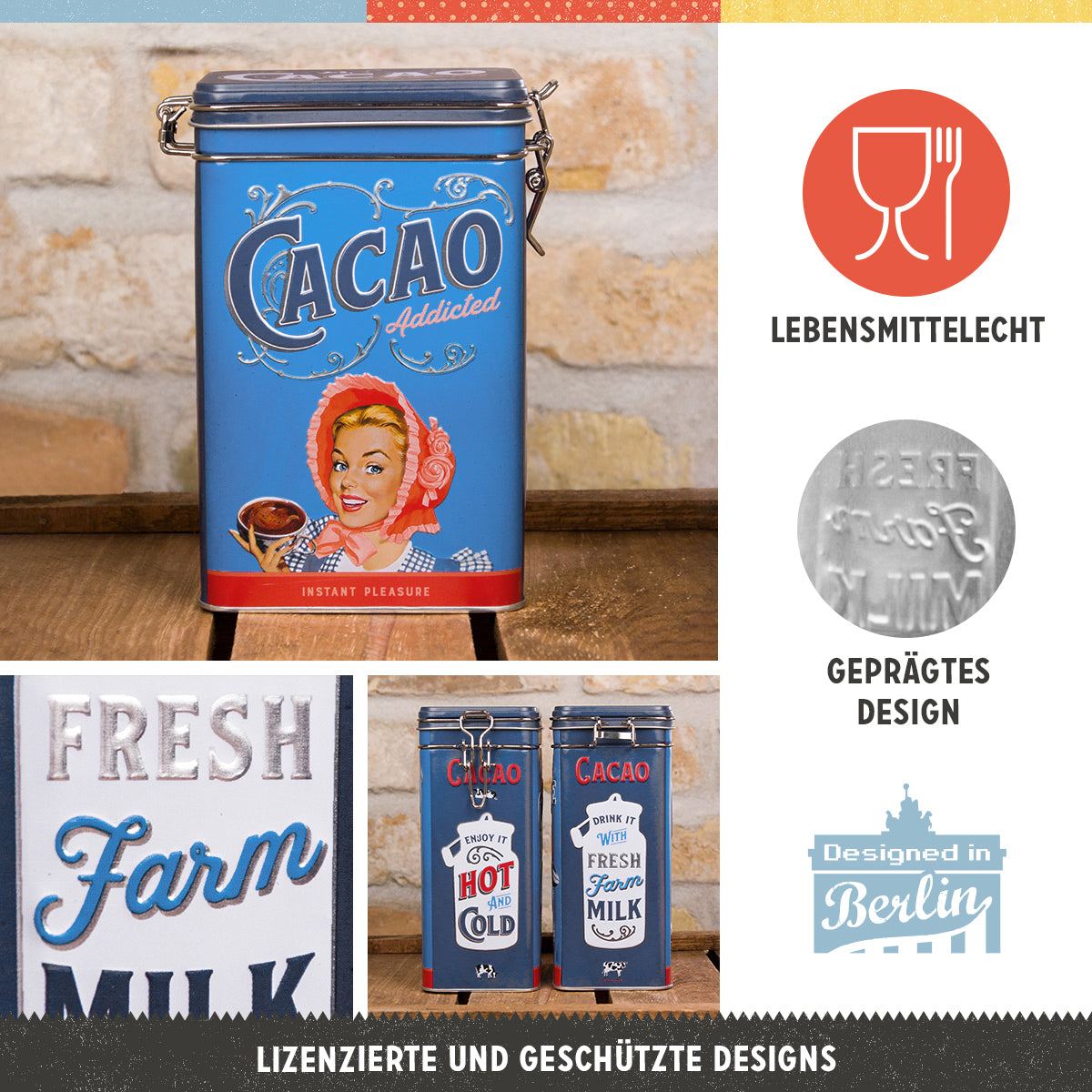 nostalgic-art-cacao-addicted-scatola-metallica-con-coperchio-a-clip-7-5x11x17-5- image 2