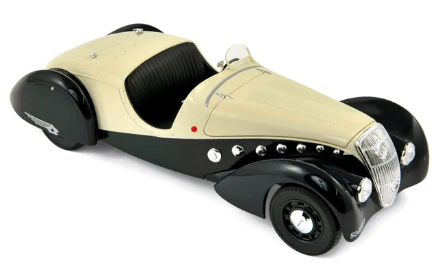 norev-peugeot-302-darl-mat-roadster-1937-modellino-auto-1-18-blu-scuro-e-crema image 1