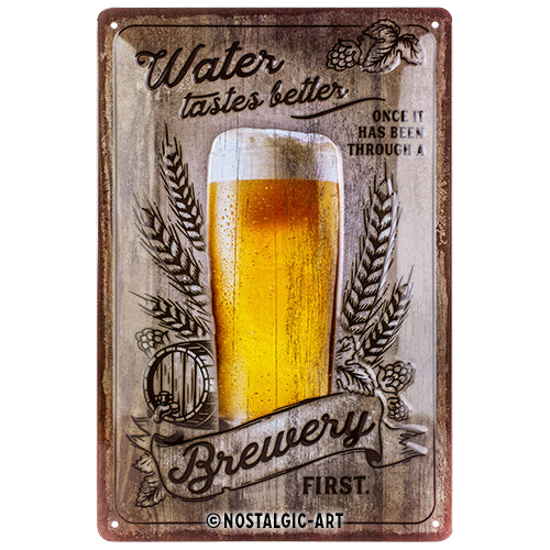 nostalgic-art-water-tastes-better-special-edition-beer-targa-in-metallo-20x30-cm image 1