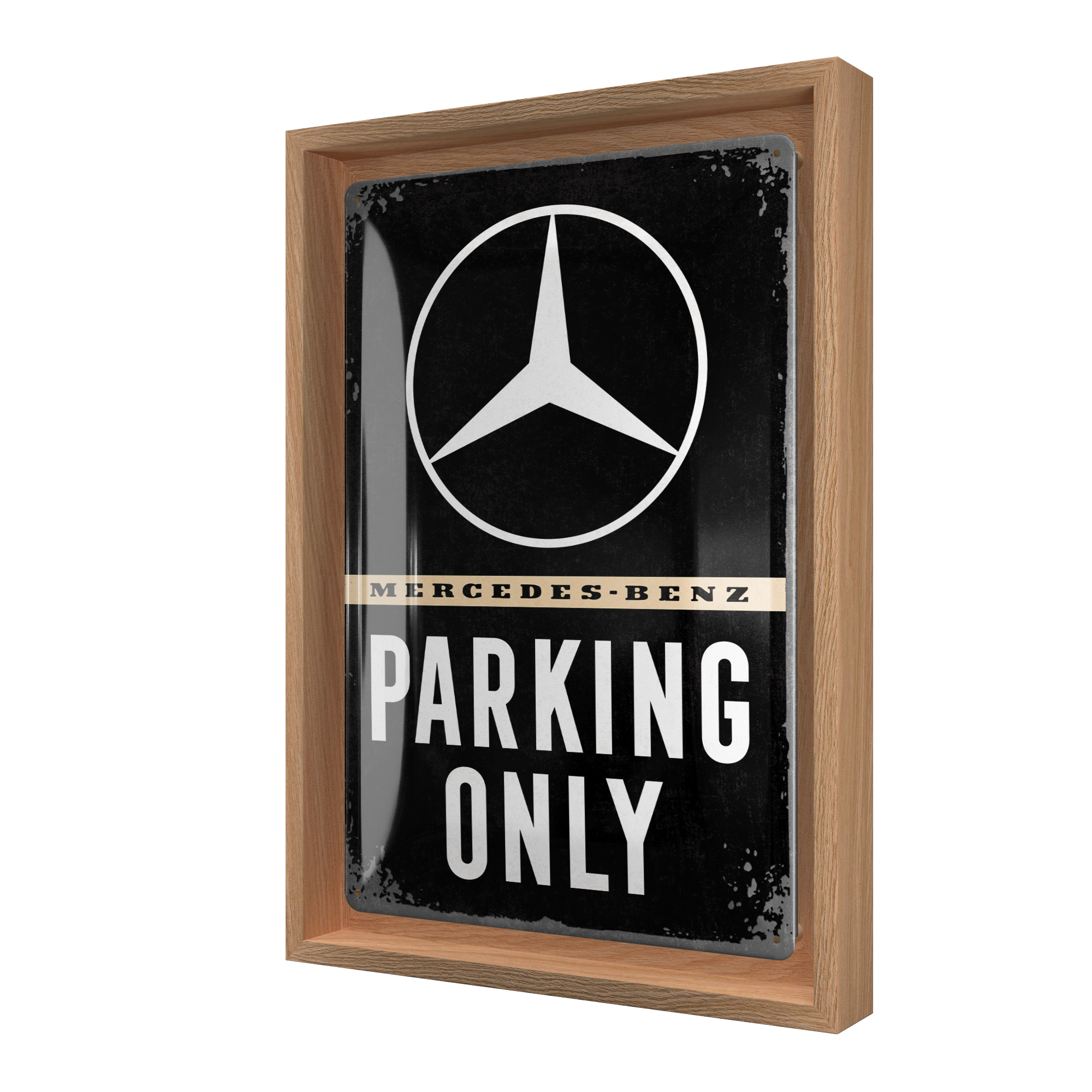 nostalgic-art-mercedes-benz-parking-only-n-frame-m-edition-cornice-in-legno-24x3 image 1