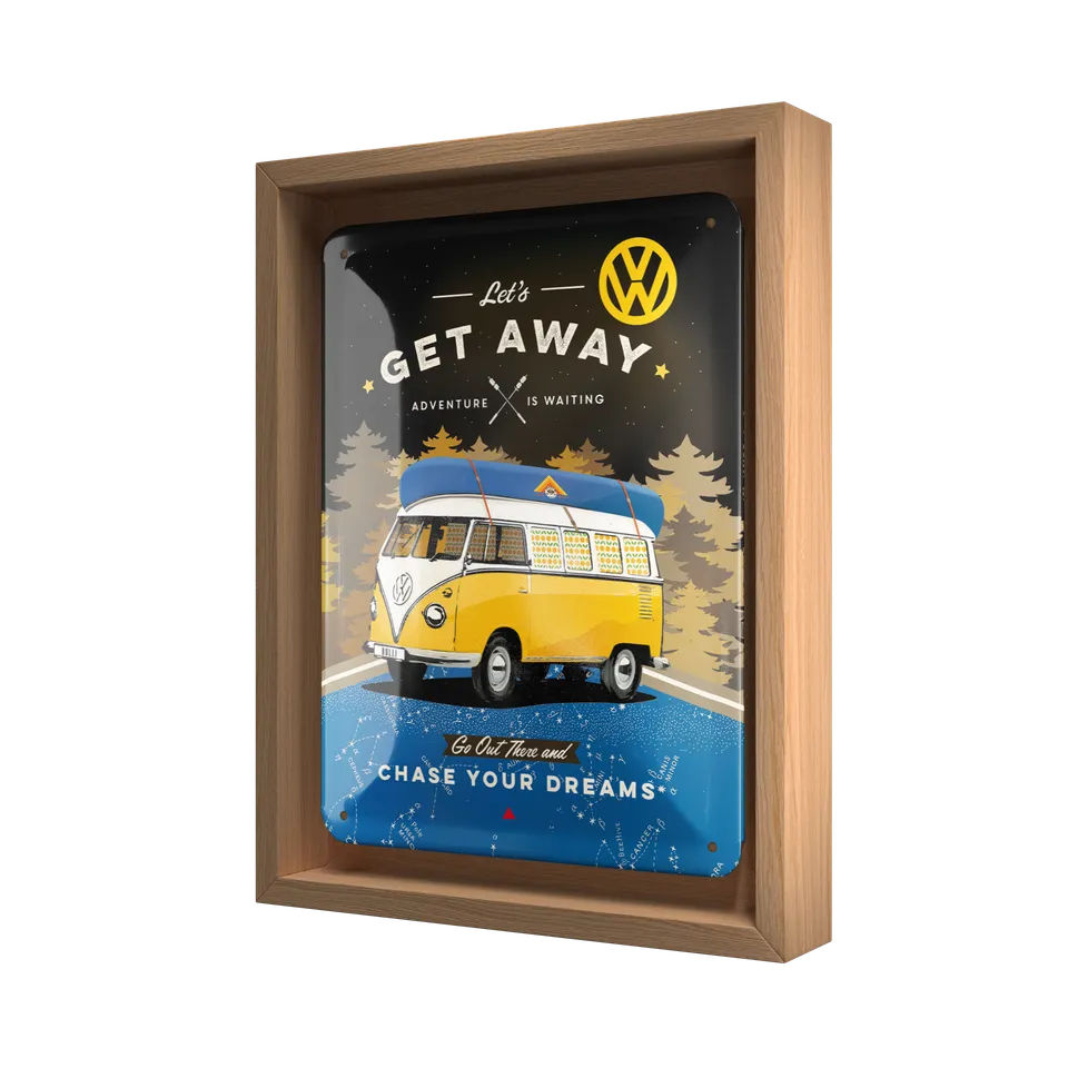 nostalgic-art-volkswagen-vw-bulli-let-s-get-away-night-cornice-n-frame-s-edition image 1
