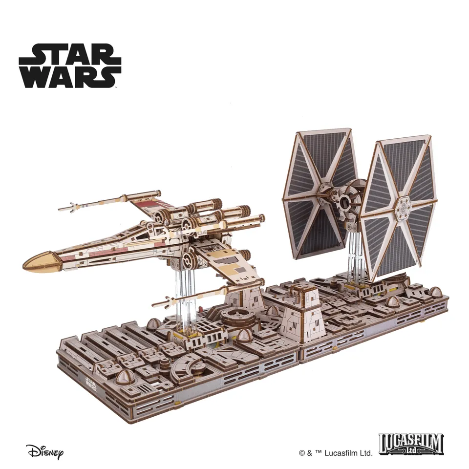 ugears-luke-skywalker-x-wing-starfighter-tie-fighter-bundle-legno-3d image 1