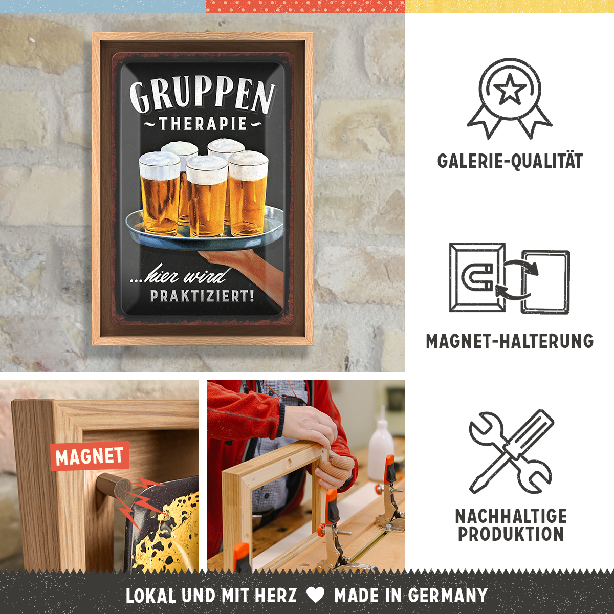 nostalgic-art-gruppentherapie-bier-n-frame-m-edition-cornice-rovere-24x33-5-cm image 3