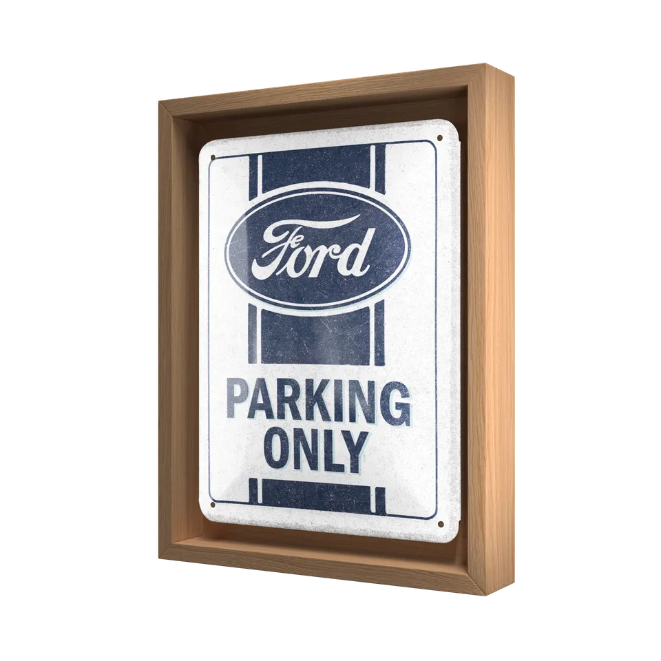 nostalgic-art-ford-parking-only-cornice-n-frame-s-edition-in-legno-di-quercia image 1