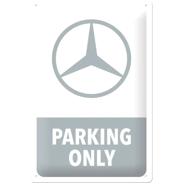 nostalgic-art-mercedes-benz-parking-only-grey-targa-in-metallo-20x30-cm image 1