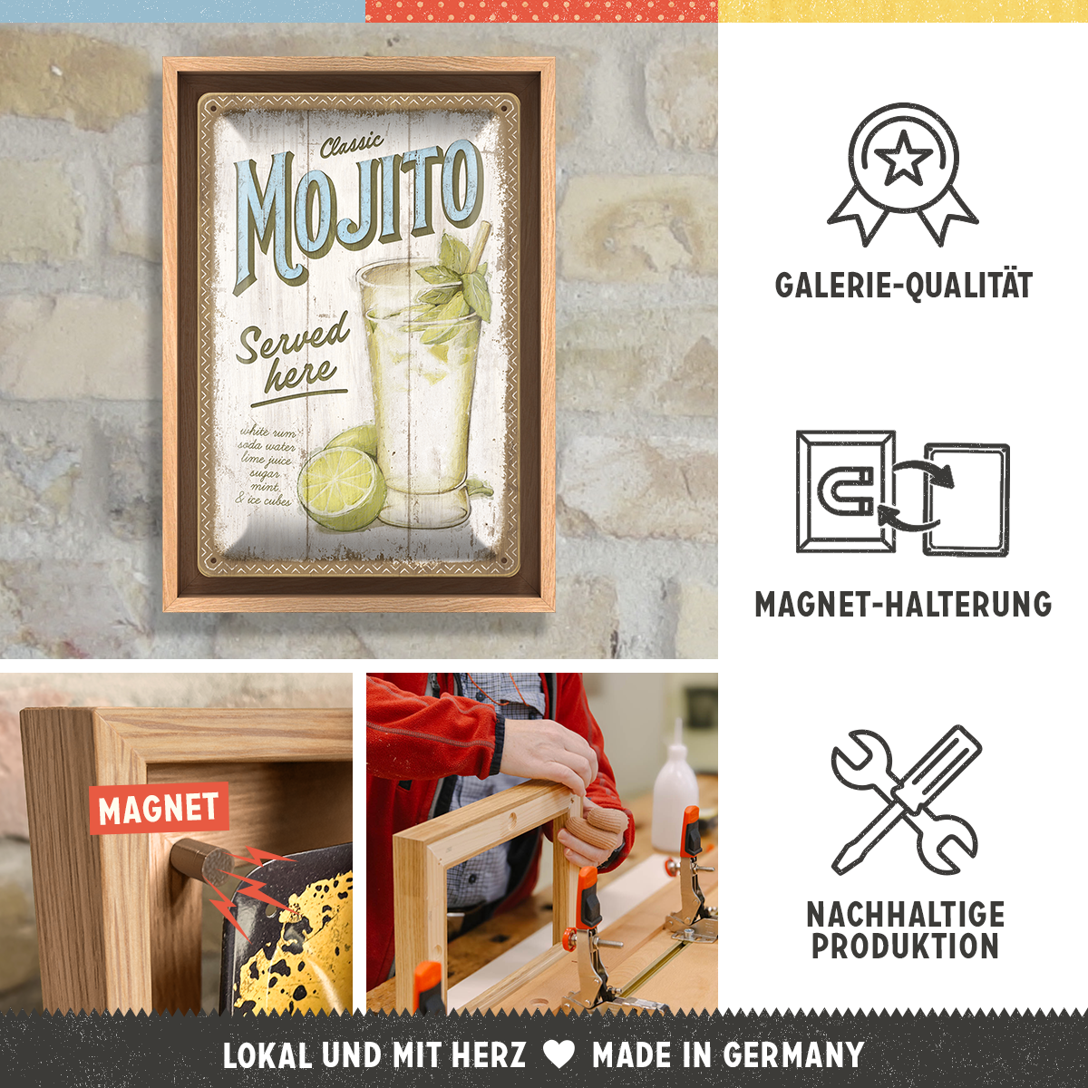 nostalgic-art-mojito-served-here-n-frame-m-edition-insegna-in-metallo-con-cornic image 3