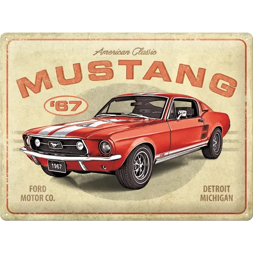 nostalgic-art-ford-mustang-gt-1967-red-targa-in-metallo-30x40-cm image 1