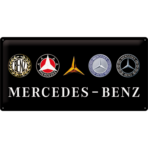 nostalgic-art-mercedes-benz-logo-evolution-targa-in-metallo-25x50-cm image 1
