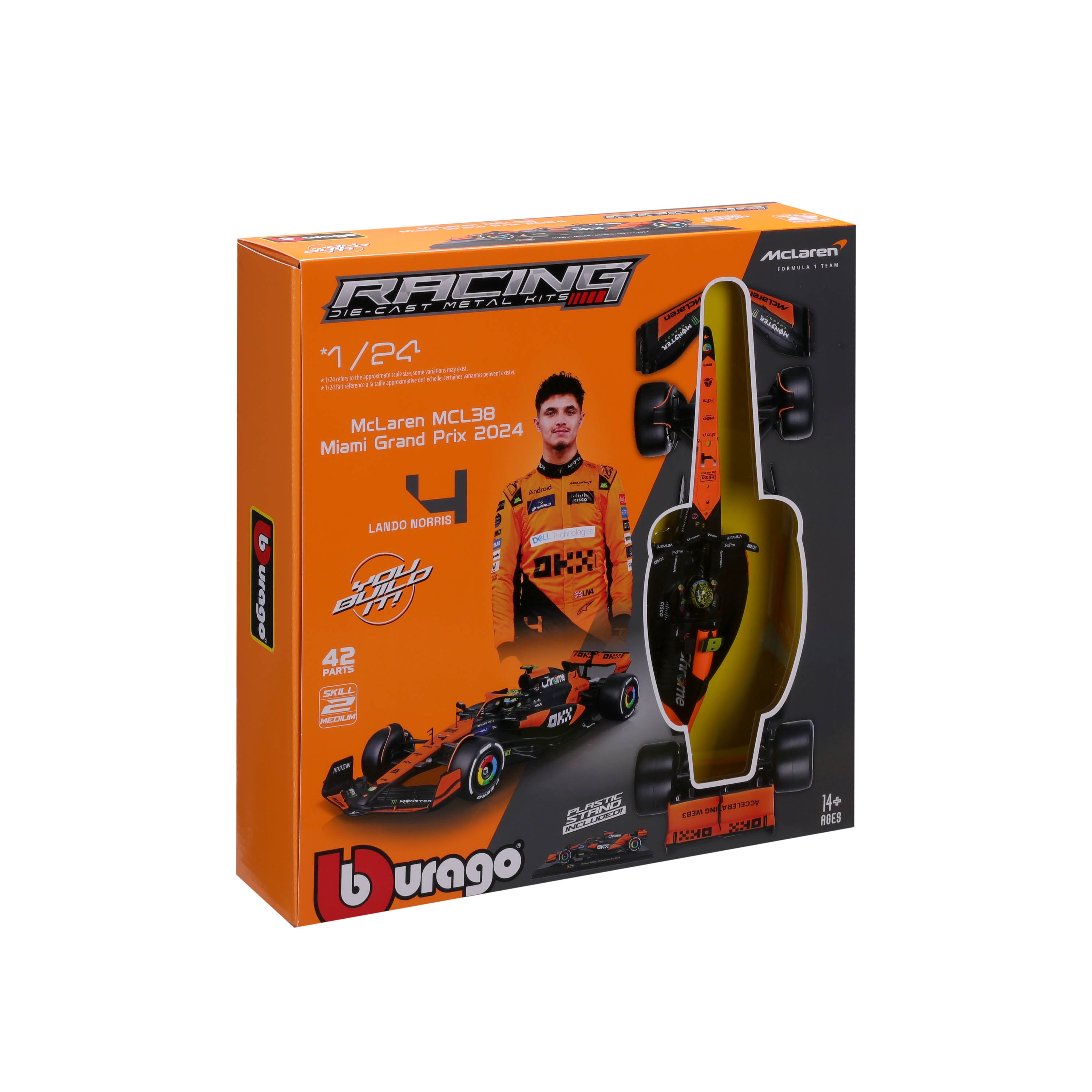 bburago-model-kit-mclaren-mcl38-2024-4-lando-norris-scala-1-24-kit-montaggio-f1 image 1