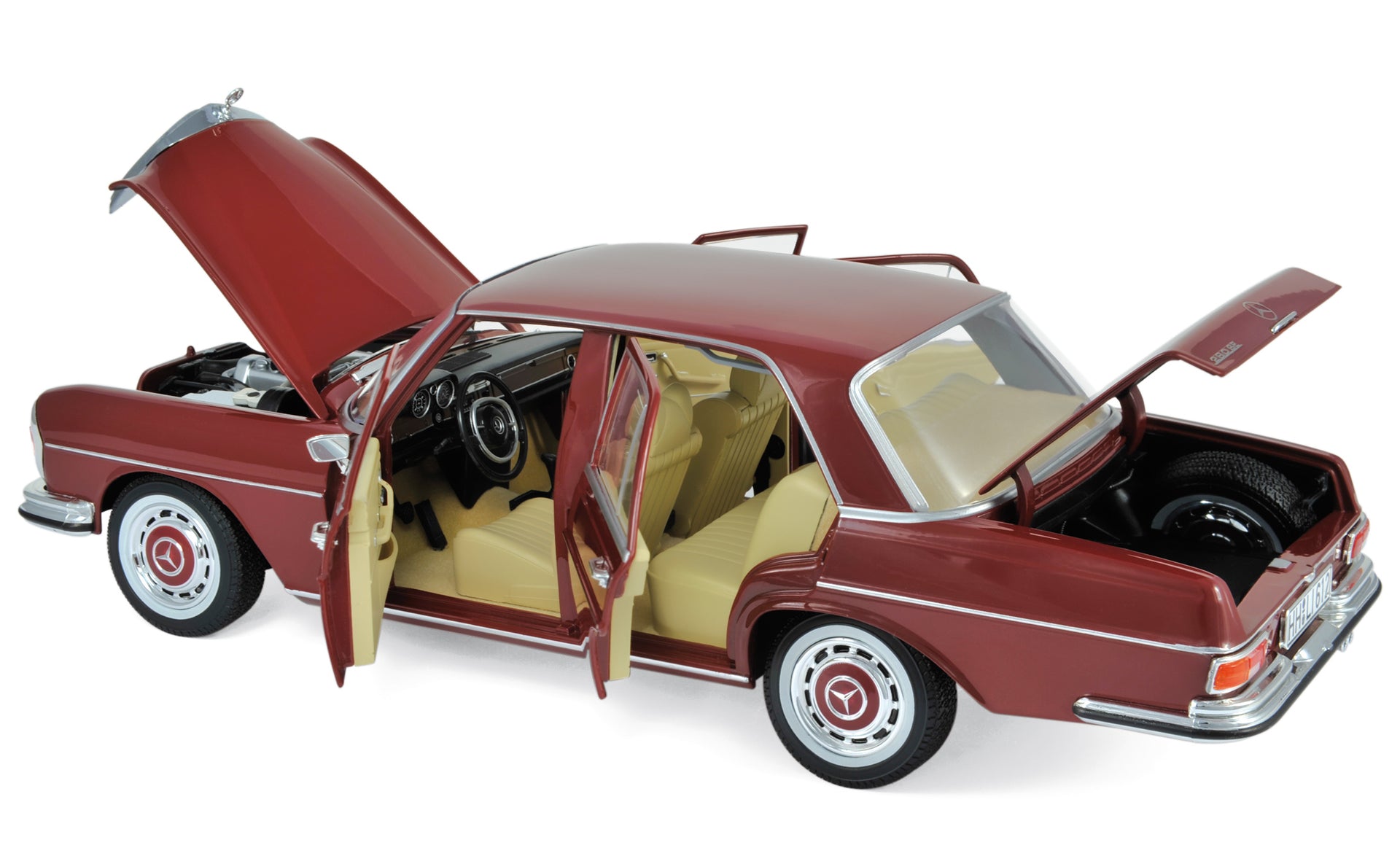 norev-mercedes-benz-280-se-1968-modellino-auto-1-18-rosso-scuro image 1