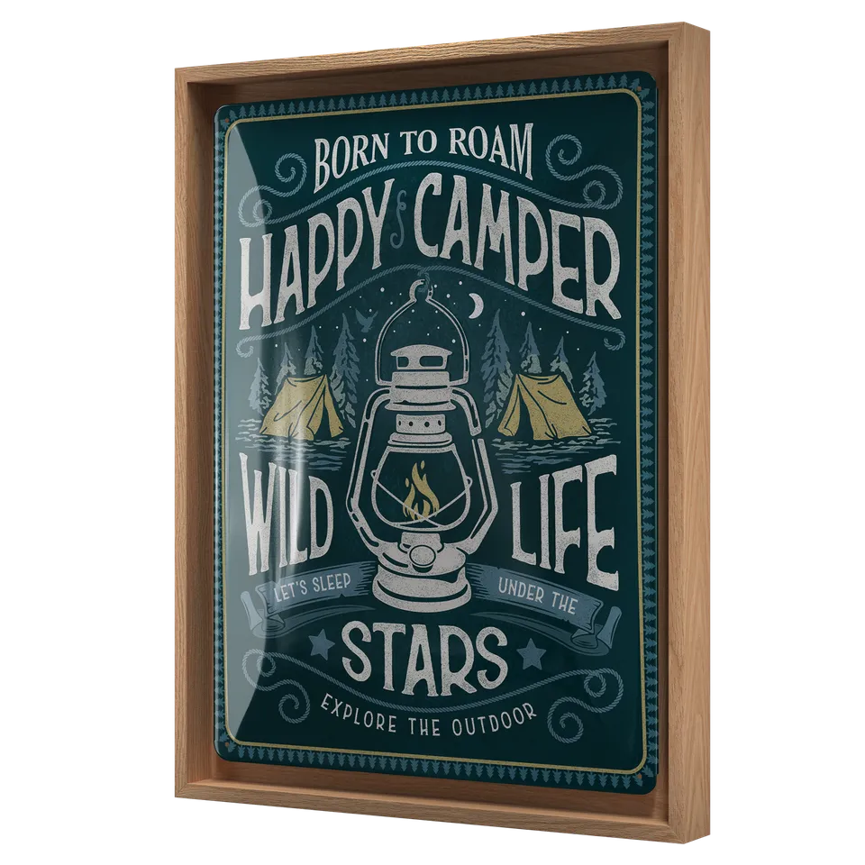 nostalgic-art-happy-camper-n-frame-l-edition-cornice-legno-33-5x44-cm image 1