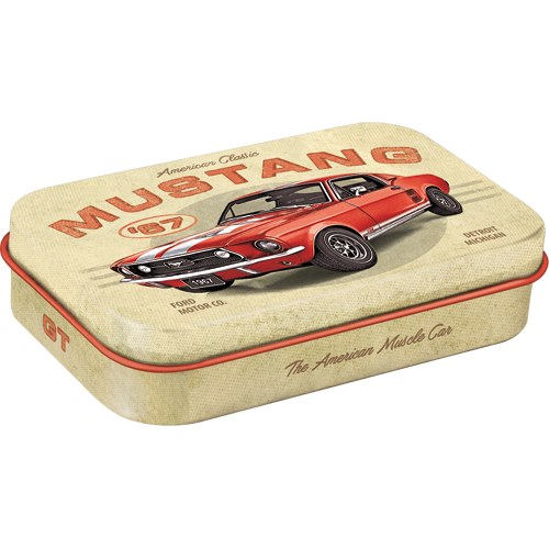 nostalgic-art-ford-mustang-gt-1967-red-scatola-per-mentine-xl-8x6x2-cm image 1