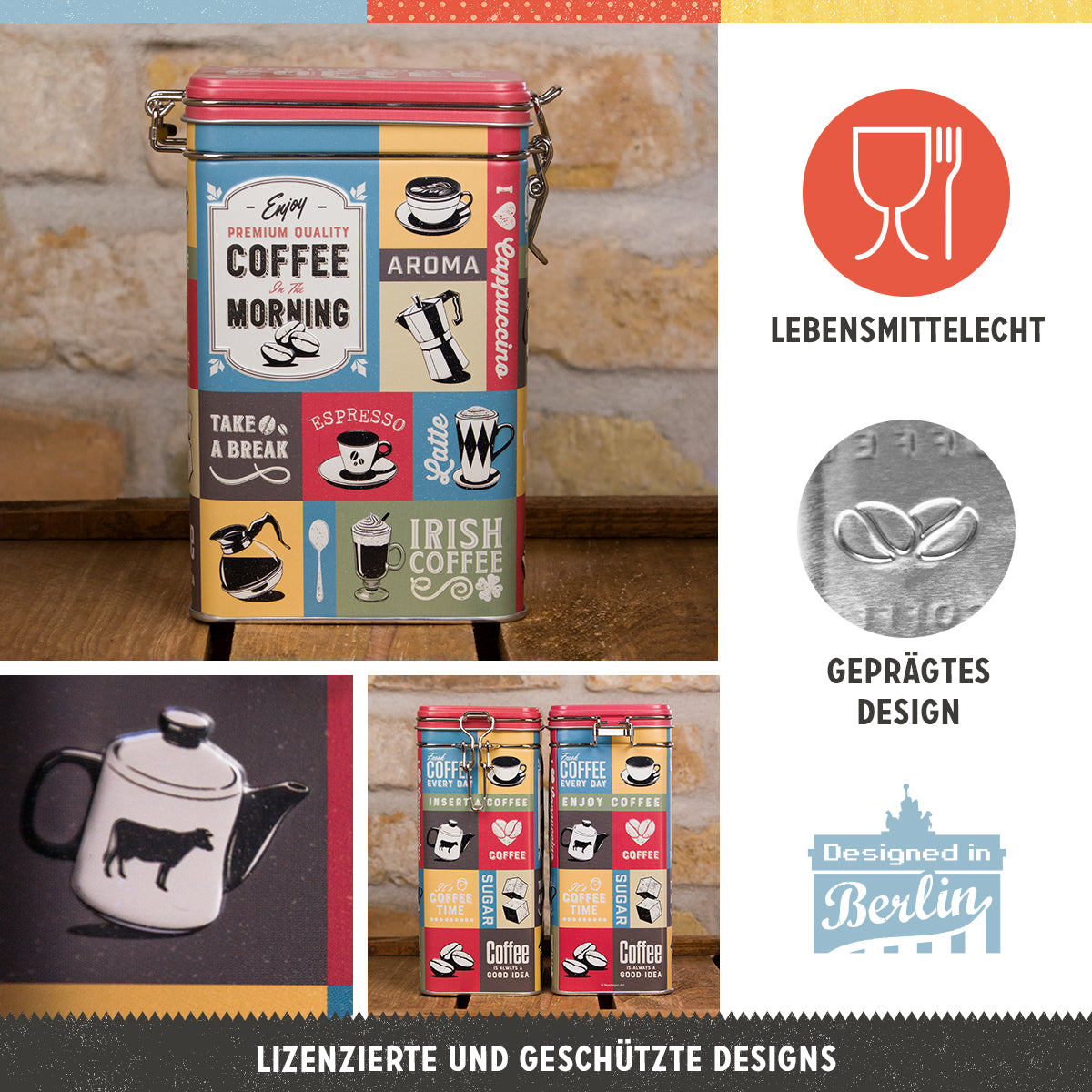 nostalgic-art-coffee-collage-scatola-in-metallo-con-coperchio-clip-7-5x11x17-5-c image 2