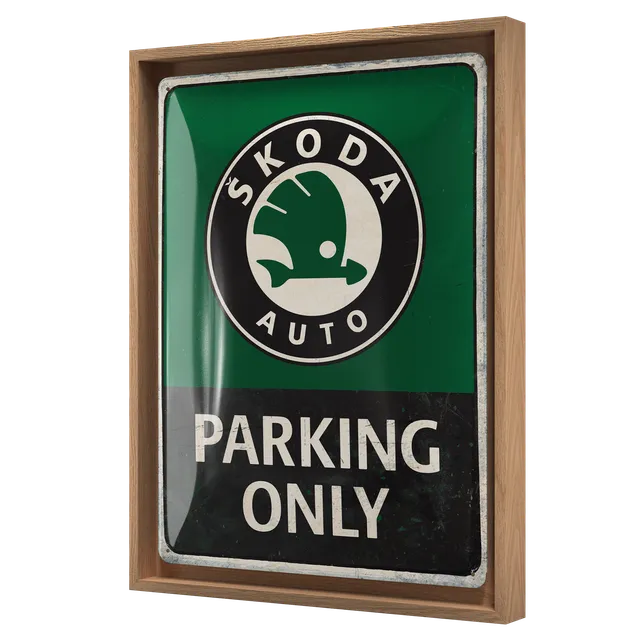 nostalgic-art-skoda-parking-only-cornice-n-frame-l-33-5x44-cm-con-targa image 1
