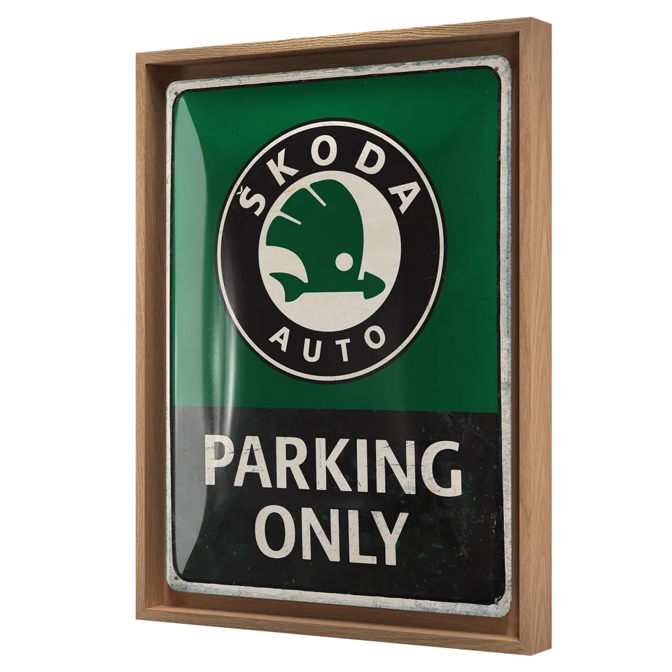 nostalgic-art-skoda-parking-only-cornice-n-frame-l-33-5x44-cm-con-targa image 1