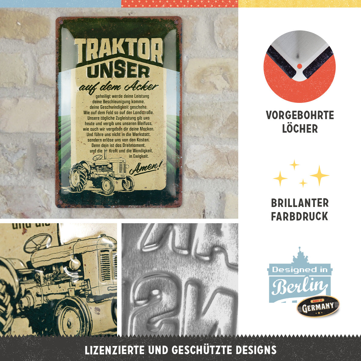 nostalgic-art-traktor-unser-targa-in-metallo-20x30-cm image 2