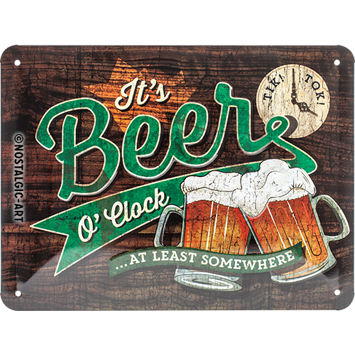 nostalgic-art-beer-o-clock-glasses-targa-in-metallo-15x20-cm image 1