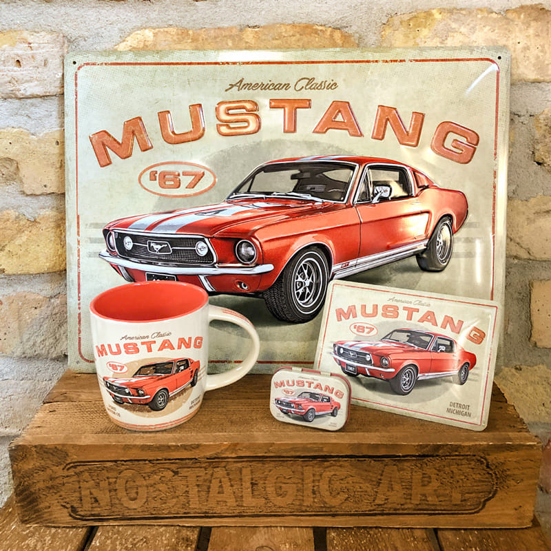 nostalgic-art-ford-mustang-gt-1967-red-targa-in-metallo-30x40-cm-2 image 2