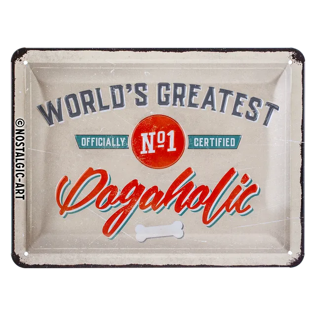 nostalgic-art-pfotenschild-dogaholic-targa-in-metallo-15x20-cm image 1